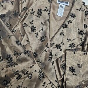 Leslie Fay Woman Bronze Floral Embroidered Evening Jacket‎ Rhinestone Clasp 18W